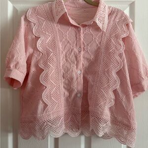 SHEIN Pink Lace Blouse